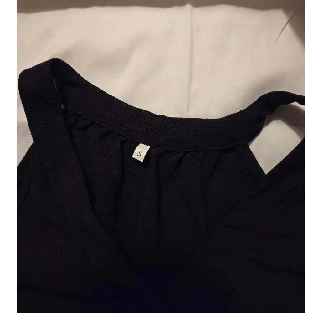 Black Halter Tank Top and Drawstring Shorts Two Piece Set Size S